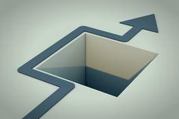 arrow going around a hole in the ground illustration